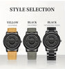 FOXBOX Fashionable Men's Watch, Cool Dial Display Design Waterproof Rotating Magnetic Bead Watch, Family Party Gift, Black And Grey Leather Belt