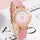 2pcs/set Women's Rhinestone Pink Gradient Quartz Watch Analog PU Leather Wrist Watch & Star Bangle, Gift For Mom Her
