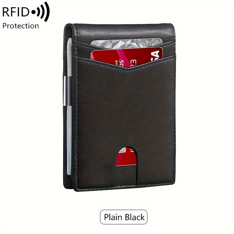 Minimalist Multi Functional Slim Wallet For Men, Card Holder Money Clip, RFID Blocking, Stylish Bi-fold PU Leather Wallet