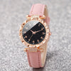 6pcs/set Women's Shiny Rhinestone Quartz Watch Analog PU Leather Wrist Watch & Butterfly Jewelry Set, Gift For Mom Her