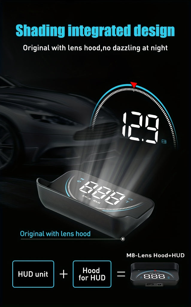 M8 HUD Head Up Display Car OBD2 II EUOBD Overspeed Warning water temperature digital Projector Windshield Auto Electronic