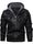 Men's Casual Hooded PU Leather Jacket, Chic Multi Pocket Biker Soft-shell Jacket