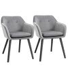 DodiOnline Dining Chairs Set of 2 Modern Upholstered Fabric Velvet-Touch Leisure Chairs with Backrest and Armrests, Lounge Reception Chairs for Home Office Kitchen Counter, Grey