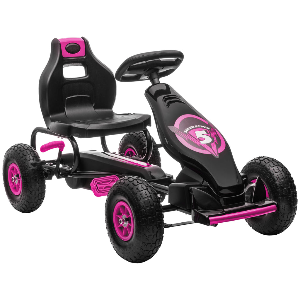 DodiOnline Kids Pedal Go Kart, with Adjustable Seat, Inflatable Tyres - Pink