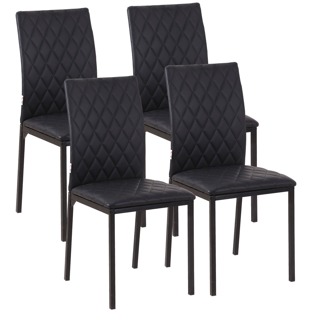 DodiOnline Modern Dining Chairs Upholstered Faux Leather Accent Chairs with Metal Legs for Kitchen, Set of 4, Black