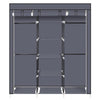 69" Portable Clothes Closet Non-Woven Fabric Wardrobe Double Rod Storage Organizer Gray