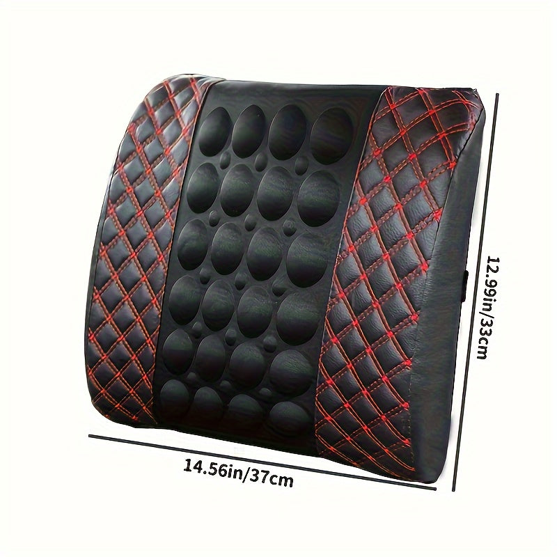 Car Lumbar Electric Massager, Red Pillow Car Interior Decoration, Ultra-fiber PU Leather Cushion For Car, Office