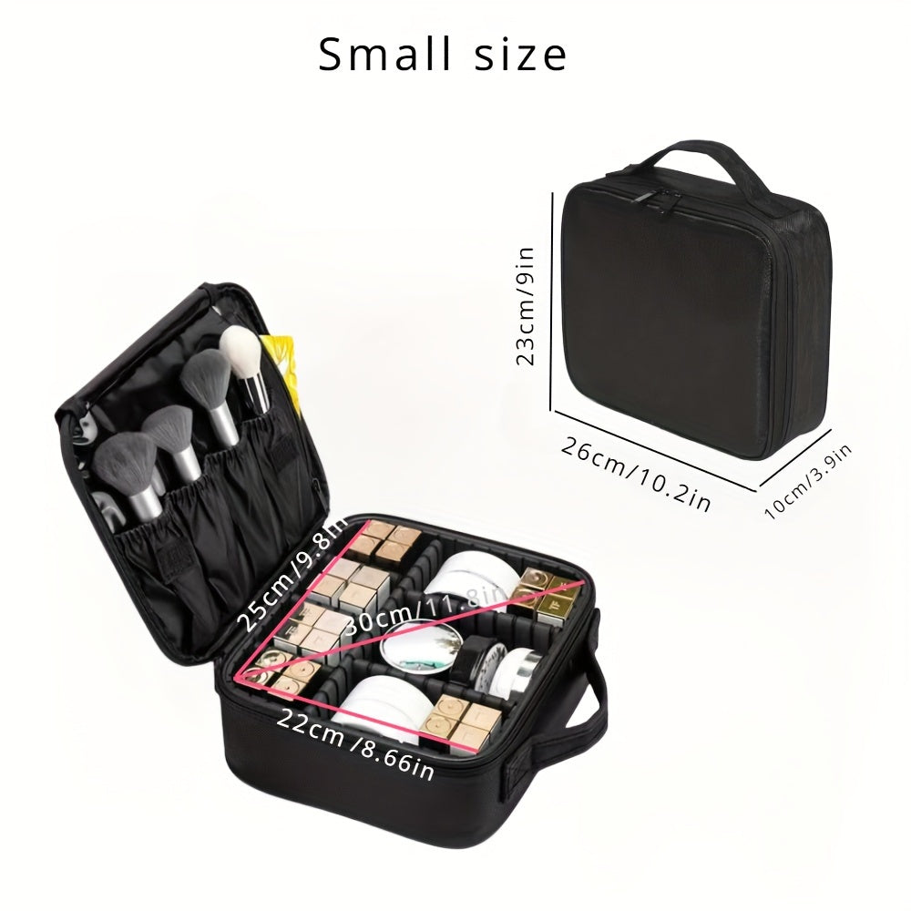 Professional Makeup Artist Cosmetic Organizer Case with Adjustable Dividers - Large Capacity Travel Beauty Suitcase, High Quality-like (No leaks), Portable with Carry/Shoulder Strap, for Women, Makeup Brushes, Toiletries, Jew