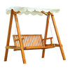 DodiOnline 2 Seater Garden Swing Seat Wooden Swing Chair Outdoor Hammock Bench Furniture, Cream White