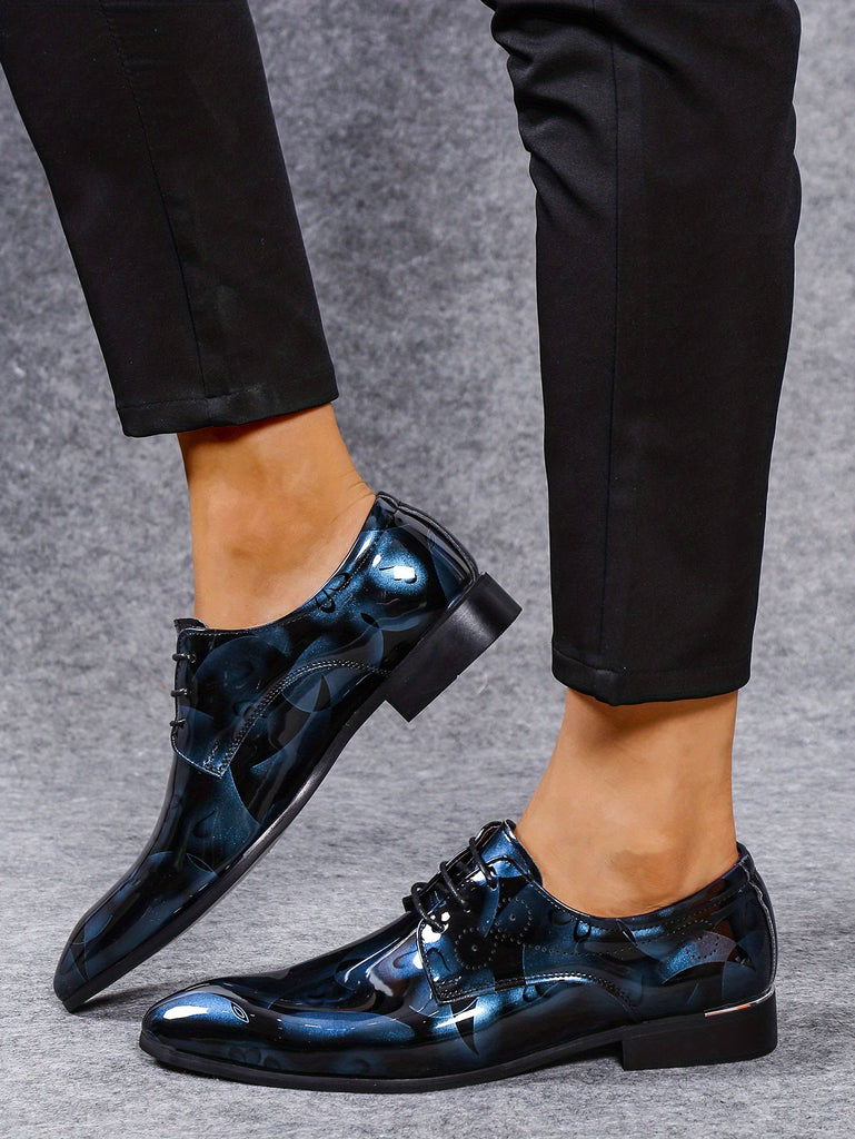 Elegant Men's Oxford Brogue Shoes - Lace-Up Pointed Toe, Durable & Comfortable for Wedding, Business & Office Wear, All-Season Design