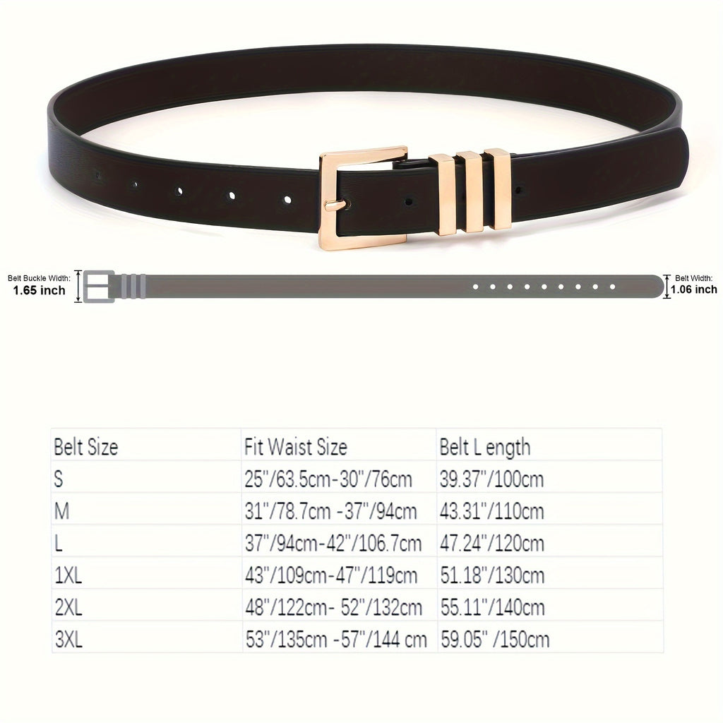 1PC Plus Size Women's Leather Belts For Jeans Pants Dress Fashion Ladies Waist Belt With Square Golden Buckle