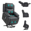 DodiOnline Electric Power Lift Recliner Chair Vibration Massage Reclining Chair with Remote Control and Side Pocket, Dark Grey