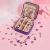 DIY Charm Bracelet Making Kit for Girls - Cute Silvery-Plated Zinc Alloy Beads with Pink Faux Leather Gift Box