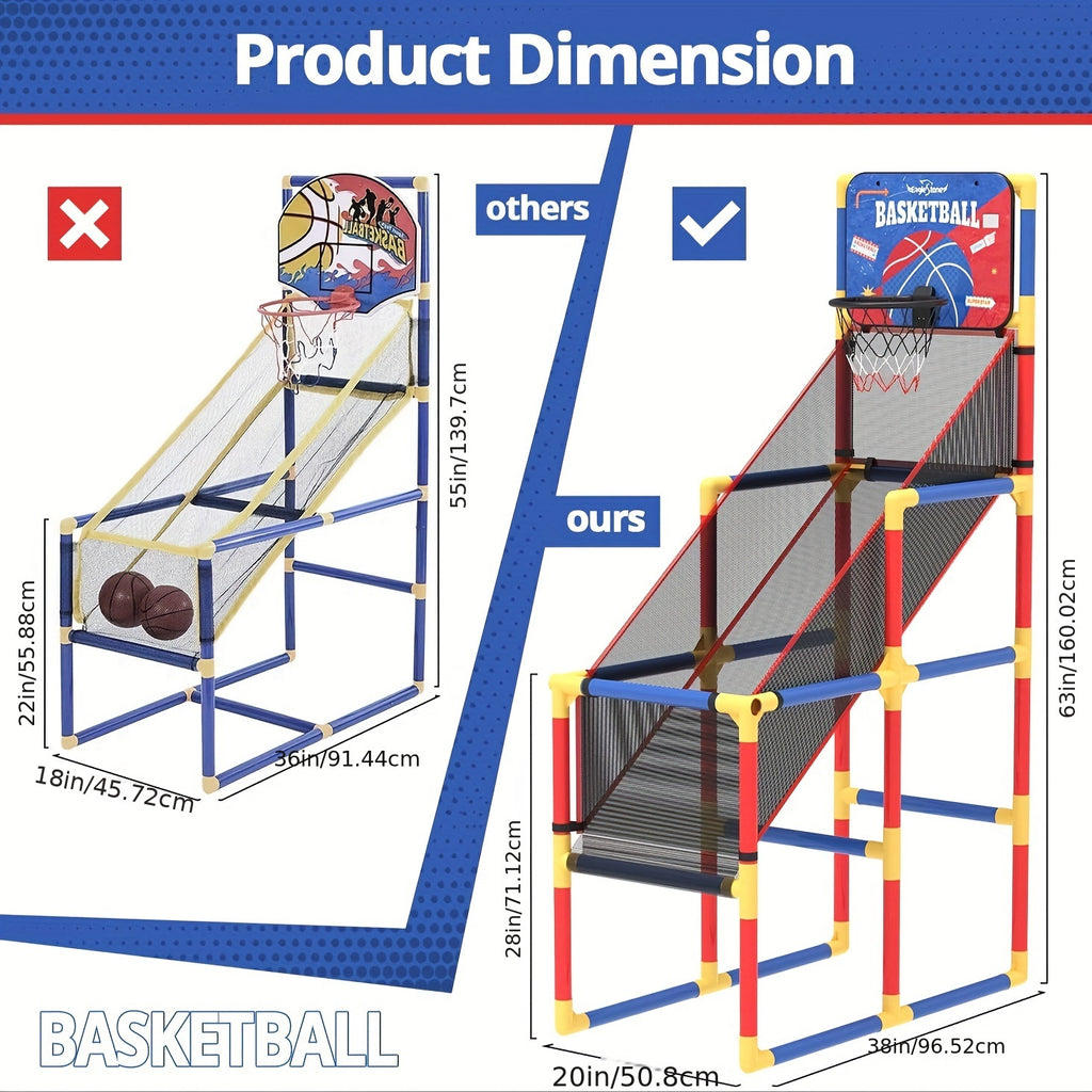 Kids Basketball Hoop Arcade Game W/Electronic Scoreboard Cheer Sound, Basketball Hoop Indoor Outdoor W/4 Balls, Basketball Game Toys Gifts For Kids 3-6 5-7 8-12 Toddlers Boys Girls