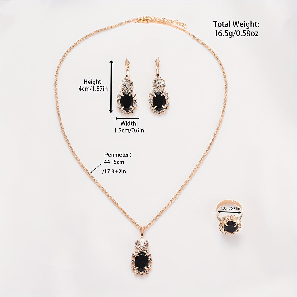 5pcs/set Women's Shiny Rhinestone Quartz Watch Analog PU Leather Wrist Watch & Jewelry Set, Gift For Mom Her