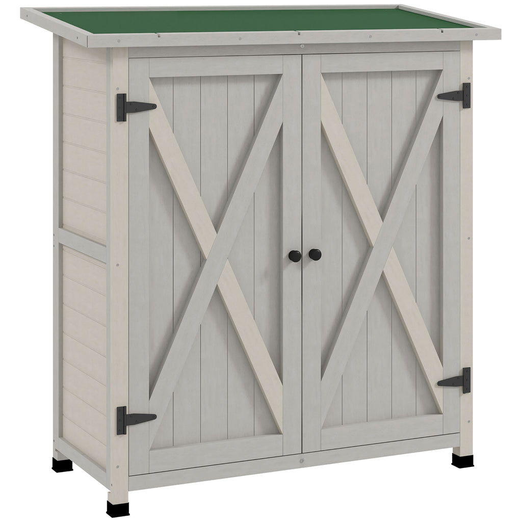 DodiOnline 46.5 x 97cm Compact Wooden Storage Shed - Light Grey