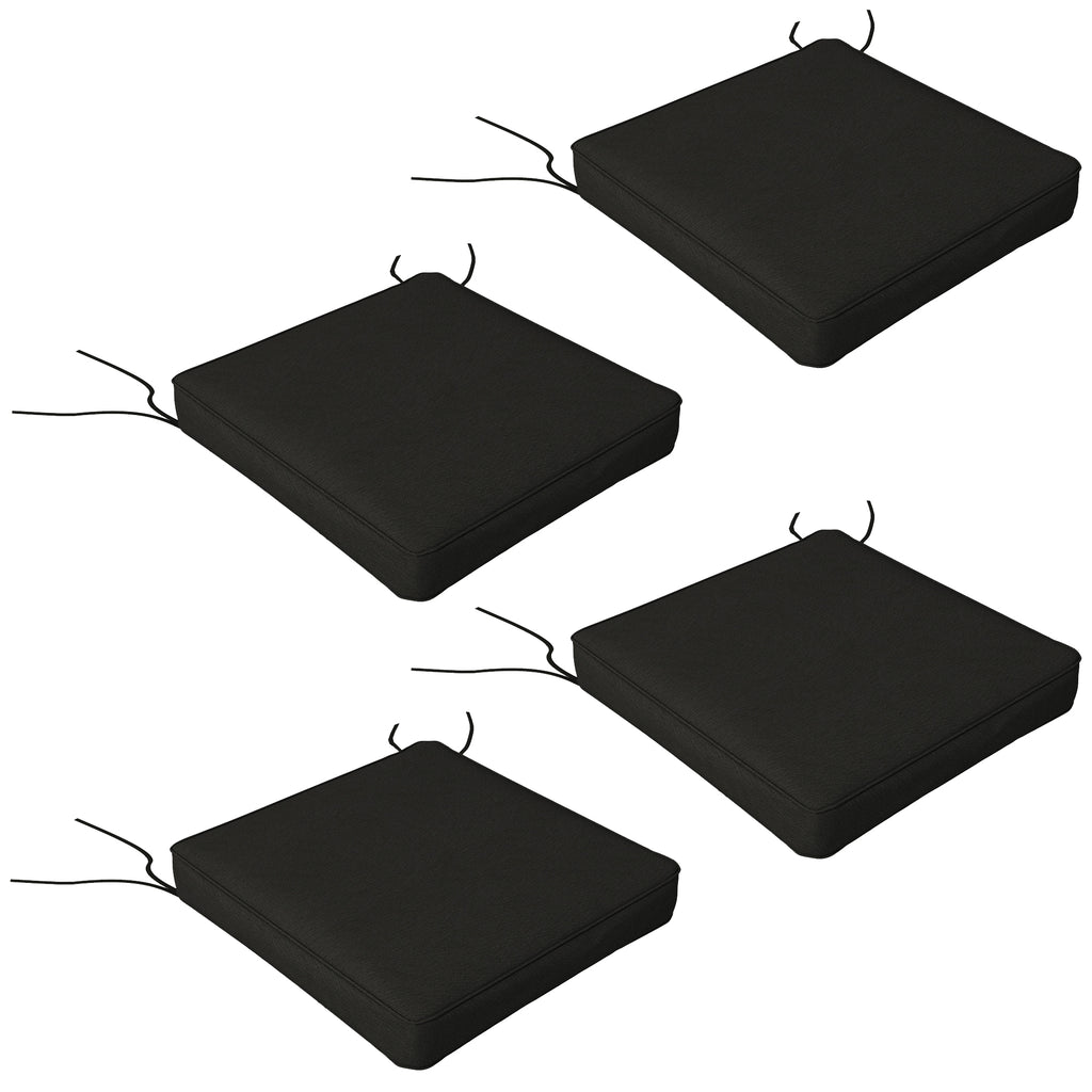 DodiOnline 4-Piece Seat Cushions Pillow Replacement, Patio Chair Cushions Set with Ties for Indoor Outdoor, Black