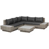 DodiOnline 4 PCs Rattan Outdoor Furniture Outdoor Sectional Corner Sofa and Coffee Table Set  Conservatory Wicker Weave Furniture with Armrest and Cushions - Light Grey