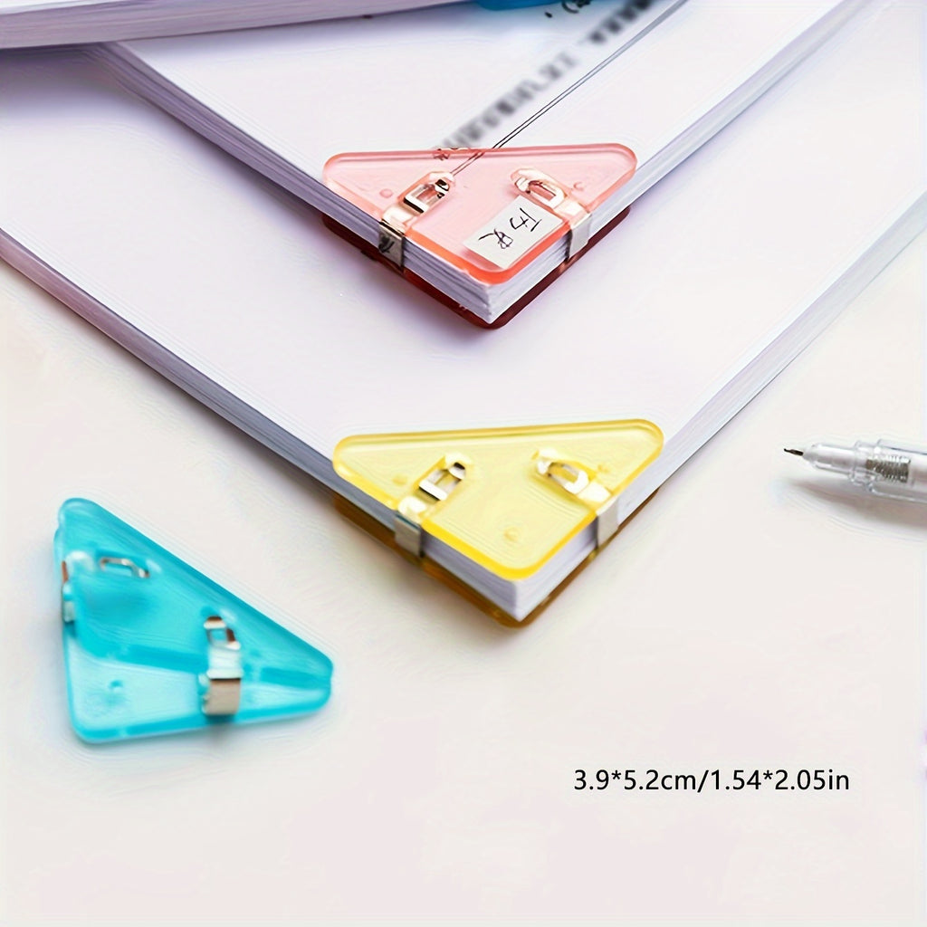 10PCS Multiple Colour triangle transparent file edge clip metal firm office school supplies