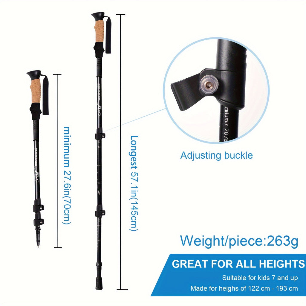 2pcs Durable Telescopic Multifunctional Aluminum Trekking Pole - Perfect for Mountaineering, Hiking, Camping, Fishing & Outdoor Activities!