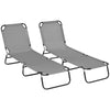 DodiOnline Folding Sun Loungers Set of 2, Outdoor Day Bed with 5-Position Adjustable Backrest, Portable Recliner Garden Chairs with Breathable Mesh for Beach, Patio, Dark Grey