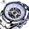 Forsining Stainless Steel Business Men's Automatic Mechanical Watches, Fashion Luminous Hollow Sport Wrist Watch, Ideal choice for Gifts