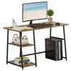 DodiOnline Computer Desk with Storage, Industrial Home Office Desk with 2 Tier Shelves and Steel Frame, Work Desk for Study Room, Black and Rustic Brown