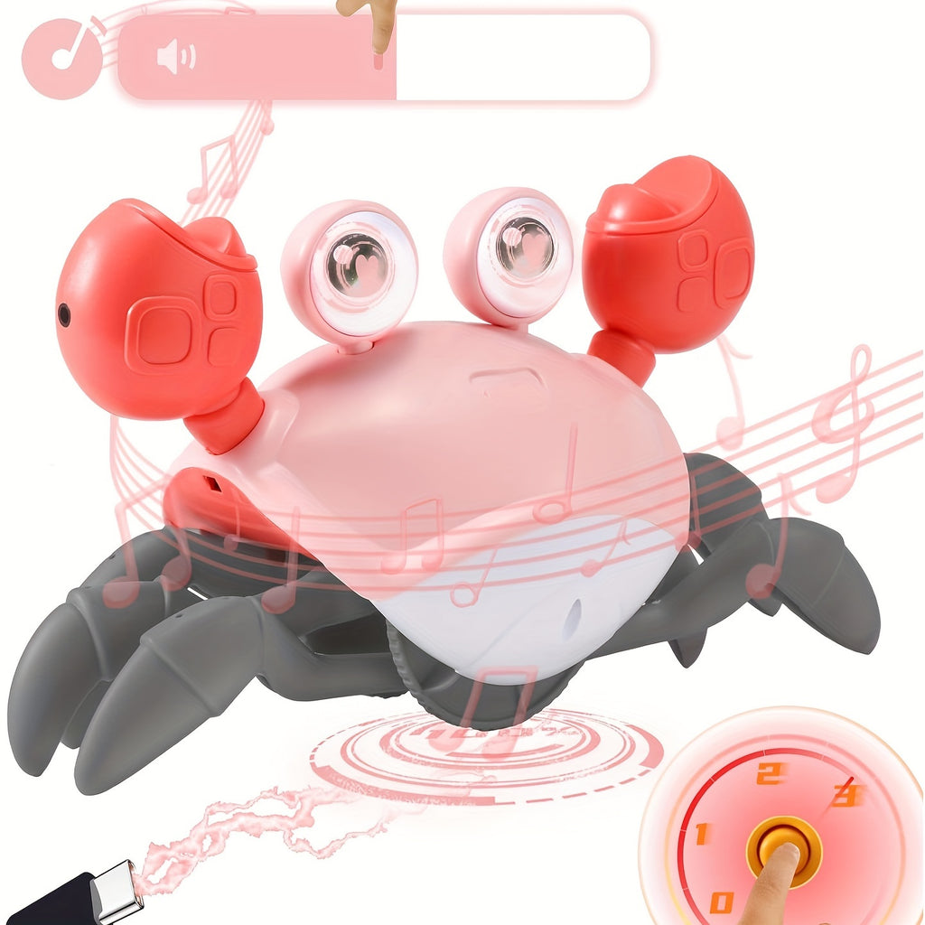 New Electronic Crab Toy - Highly Interactive Play Experience with Irresistible Attraction, Intelligent Obstacle Avoidance, Mesmerizing Color-Changing Lights, Soothing Music with Adjustable Volume, and Enhanced Interactive Exp