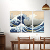 3pcs The Wave of Kanagawa - Famous Painting Print for Living Room and Office Decoration