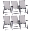 DodiOnline Set of 6 Folding Garden Chairs, Metal Frame Garden Chairs Outdoor Patio Park Dining Seat with Breathable Mesh Seat, Grey