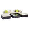 DodiOnline 6 PC Rattan Sofa Coffee Table Set Sectional Wicker Weave Furniture for Garden Outdoor Conservatory w/ Pillow Cushion Brown