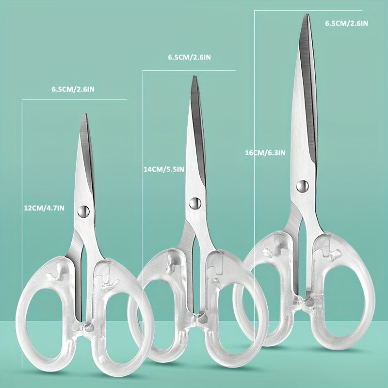 Multi-functional Stainless Steel Precision Scissors with Transparent Handle for Office, School & Crafts