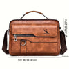 Men's Vintage Faux Leather Shoulder Bag - Adjustable Strap, Casual Business Crossbody for Daily Commute
