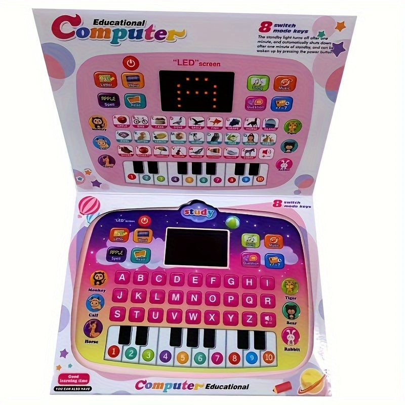 Kids Tablet Learning Pad with LED Screen Teach Alphabet Numbers Word Music Math Development Interactive Electronic Toy for Boys & Girls (Battery Not Included) Halloween Christmas Gift Ramadan Mubarak