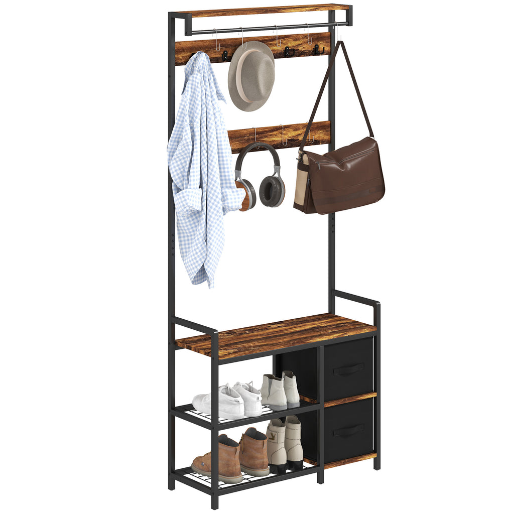 DodiOnline Industrial-Style Multi-Use Hallway Tree - Brown/Black