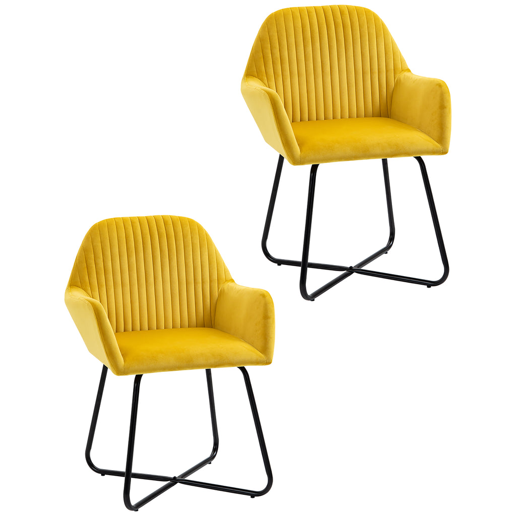 DodiOnline Velvet-Feel Plisse Back Accent Chair - Yellow