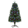 DodiOnline 4FT Multicoloured Artificial Christmas Tree w/ Fibre Optic Lights Pre-Lit Modes Metal Stand Star Holder Home Seasonal Decoration