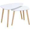 DodiOnline Nesting Coffee Table, Set of 2 Side Tables, Stacking End Tables with Solid Wood Legs, for Living Room Bedroom, White