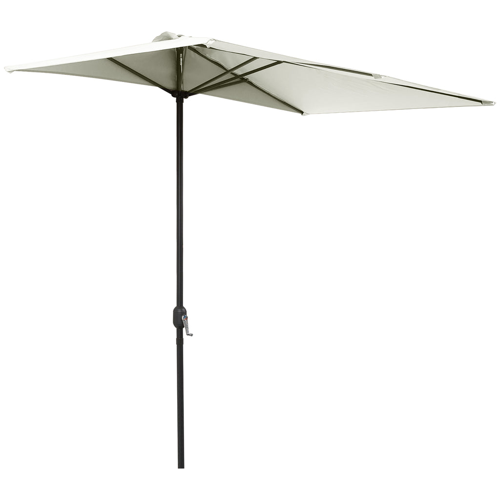 DodiOnline Balcony Half Parasol Semi Round Umbrella Patio Crank Handle (2.3 m, Beige)- NO BASE INCLUDED