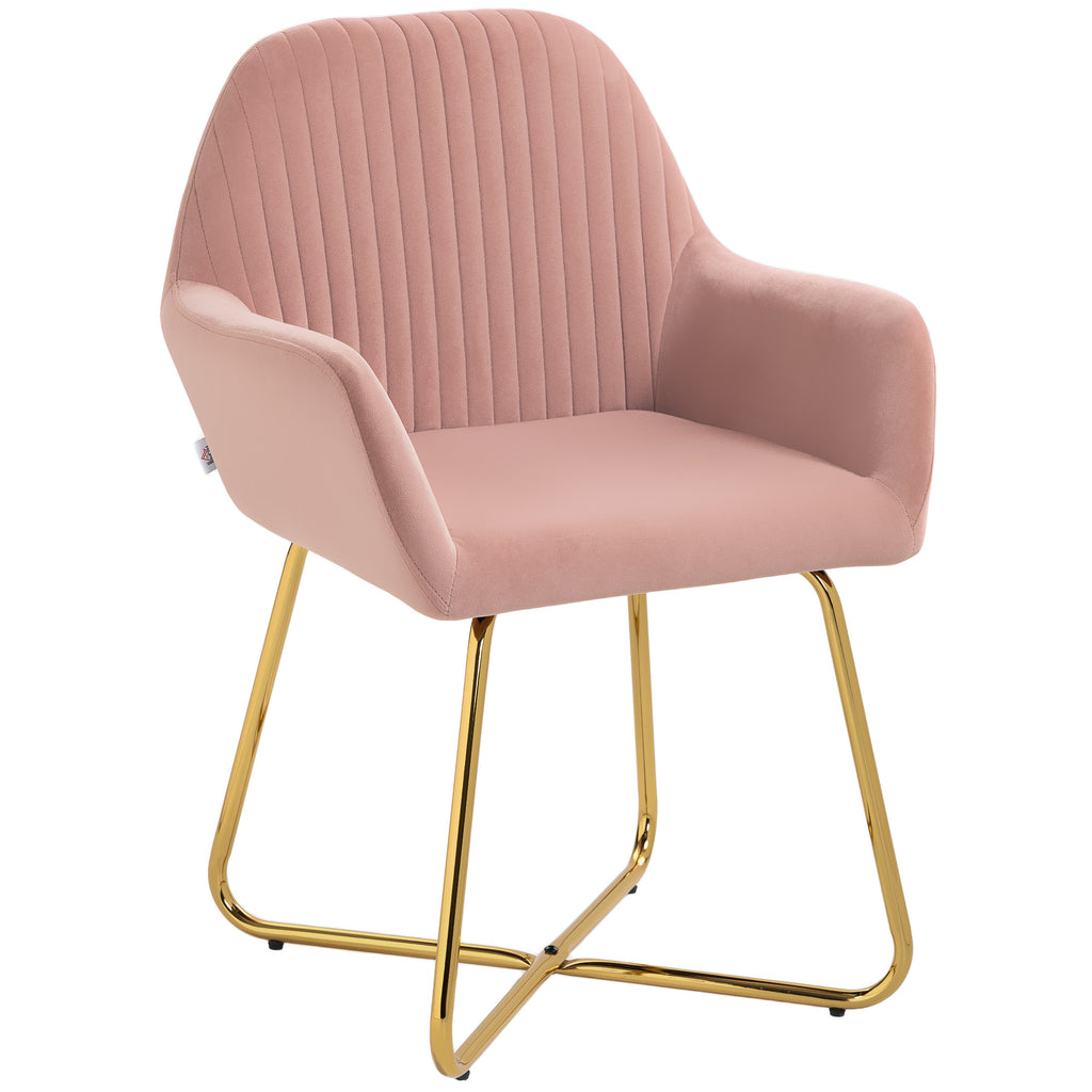 DodiOnline Modern Arm Chair Upholstered Accent Chair with Metal Base for Living Room Pink