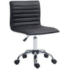DodiOnline Adjustable Swivel Office Chair with Armless Mid-Back in PU Leather and Chrome Base - Black