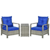 DodiOnline 3 Pieces Rattan Bistro Set, Wicker Outdoor Furniture Set with Storage  Coffee Table and Chairs, Thickened Cushions for Outdoor, Patio, Balcony, Blue