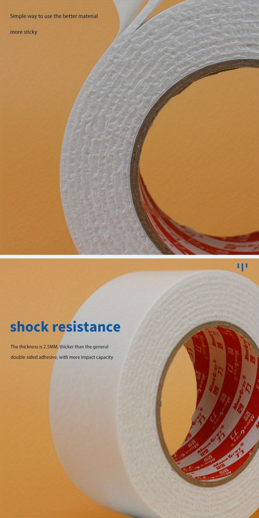 4 Rolls of Ultra-Strong Double-Sided Foam Tape - Mounting Tape for Home, Office, and Industrial Use - Heavy-Duty Foam Sponge Adhesive for Secure Bonding and Holding