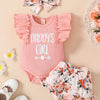 3pcs Baby Girls "Daddy's Girl" Ruffle Sleeve Onesie & Floral Shorts & Headband Outdoor Set outdoor clothes