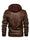 Mens Fashionable Hooded Jacket - Faux Leather, Utility Pockets, Versatile for All Seasons