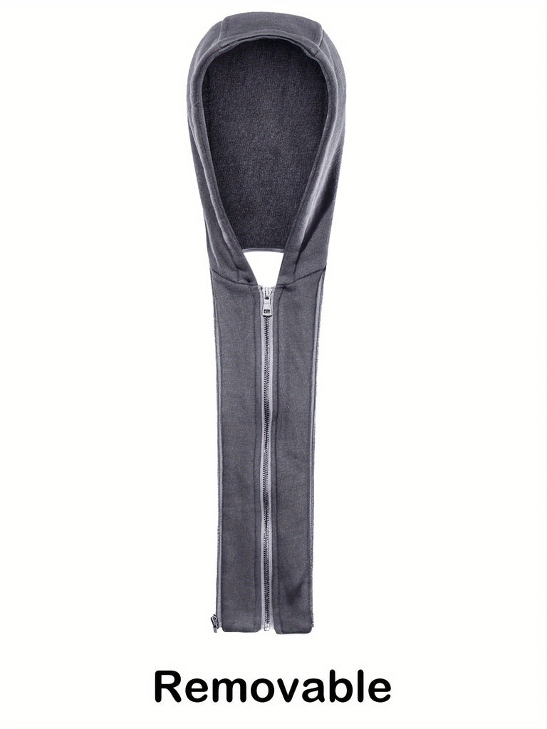 Men's Casual Hooded PU Leather Jacket, Chic Multi Pocket Biker Soft-shell Jacket