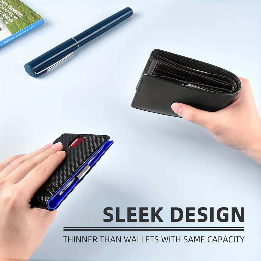 Minimalist Multi Functional Slim Wallet For Men, Card Holder Money Clip, RFID Blocking, Stylish Bi-fold PU Leather Wallet