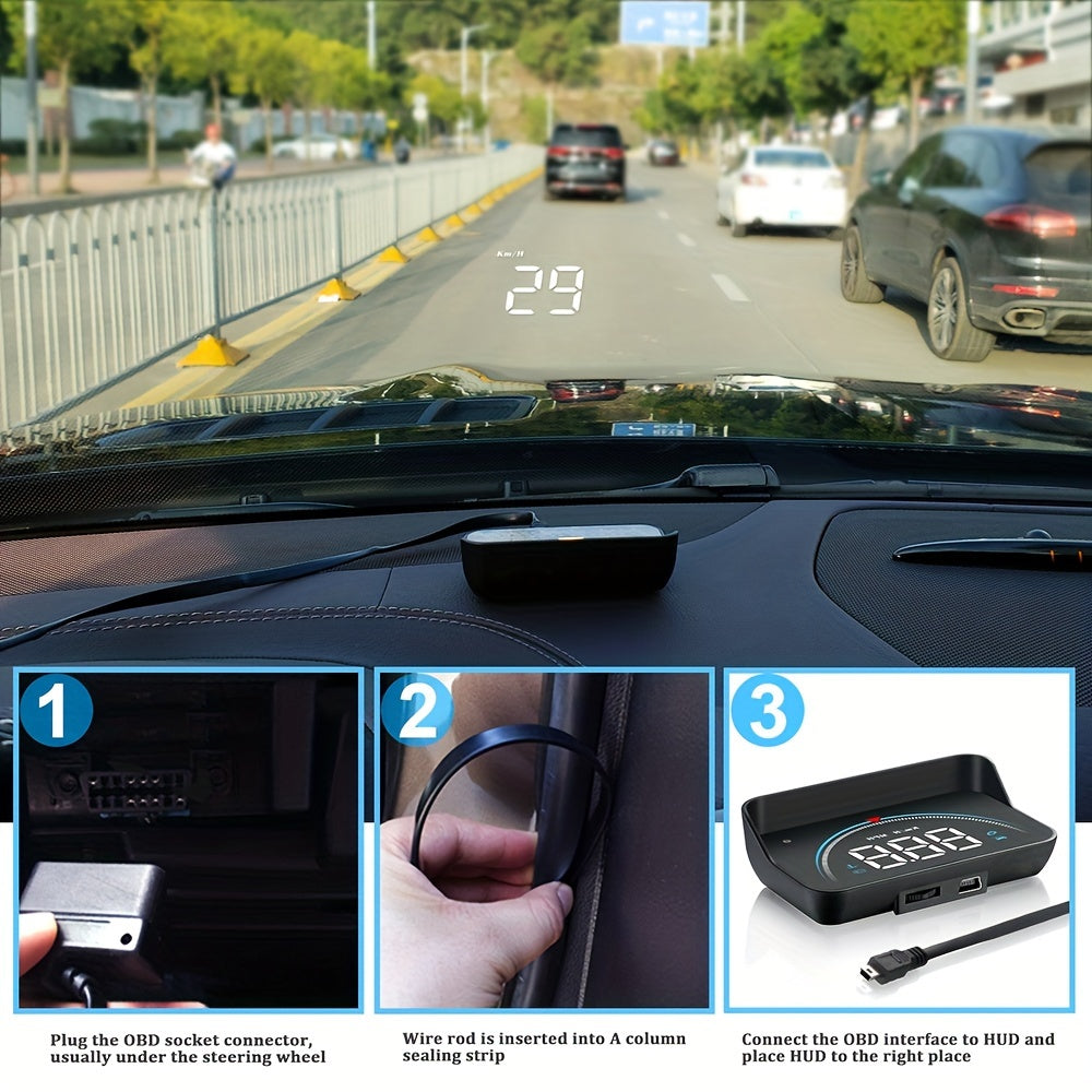 M8 HUD Head Up Display Car OBD2 II EUOBD Overspeed Warning water temperature digital Projector Windshield Auto Electronic