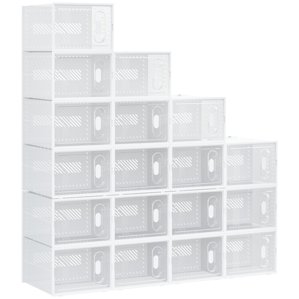 DodiOnline 18PCS Clear Shoe Box, Plastic Stackable Shoe Storage Box for UK/EU Size up to 12/46 with Magnetic Door for Women/Men, 28 x 36 x 21cm
