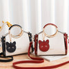 Color Contrast Handbag For Women, Trendy PU Leather Shoulder Purse, Versatile Crossbody Bag With Cute Cat Coin Purse